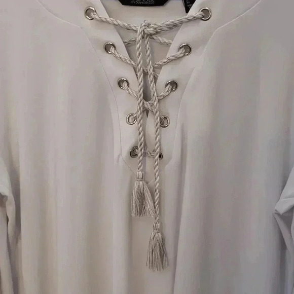 Dennis Basso Italia Knit Lace-Up Blouse - Picture 3 of 8